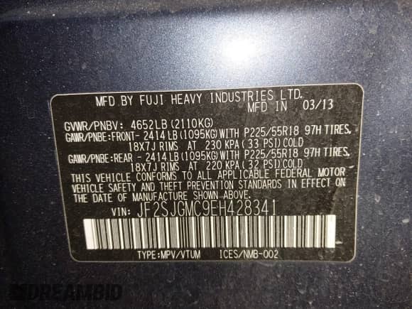 2014 Subaru Forester XT Touring z VIN JF2SJGMC9EH428341, wystawiony jako IAAI lot #41185804 z przebiegiem 111 000 mil mil oraz . Historia ofert i sprzedaży dostępna na DreamBid. Obrazek 9.