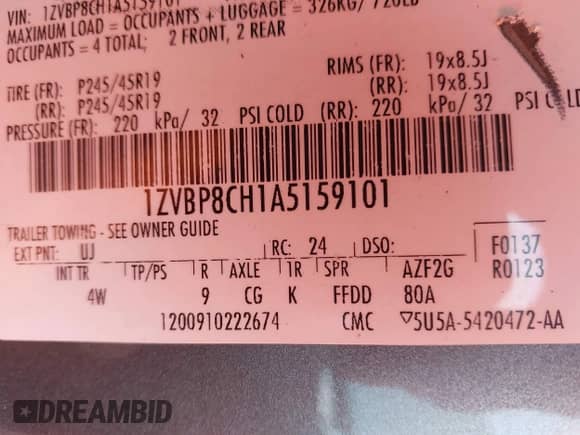 2010 Ford Mustang GT с VIN 1ZVBP8CH1A5159101, выставлен на аукционе IAAI как лот 43481196 с пробегом 260 526 миль миль и . История ставок и продаж доступна на DreamBid. Изображение 9.