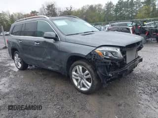 2018 Mercedes-Benz GLS 450 with VIN 4JGDF6EE5JB106257, listed as a IAAI auction lot 42187413 with 104,217 mi miles and . Bid and sale history available at DreamBid. Image 1.