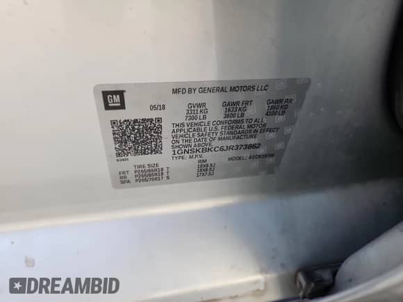 2018 Chevrolet Tahoe LT z VIN 1GNSKBKC6JR373862, wystawiony jako Copart lot #80098265 z przebiegiem 105 520 mil mil oraz Szkoda całkowita • Salvage title. Historia ofert i sprzedaży dostępna na DreamBid. Obrazek 13.
