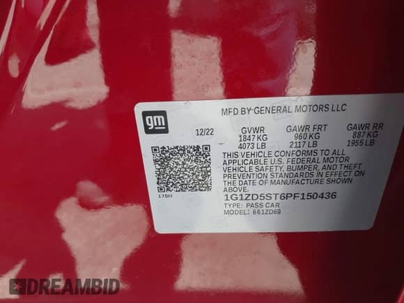 2023 Chevrolet Malibu LT с VIN 1G1ZD5ST6PF150436, выставлен на аукционе IAAI как лот 42473097 с пробегом 31 333 миль миль и . История ставок и продаж доступна на DreamBid. Изображение 9.