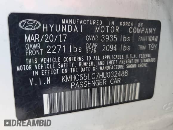 2017 Hyundai Ioniq Blue z VIN KMHC65LC7HU032488, wystawiony jako Copart lot #65589455 z przebiegiem 143 608 mil mil oraz Szkoda całkowita • Salvage title. Historia ofert i sprzedaży dostępna na DreamBid. Obrazek 13.