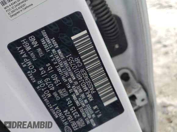 2024 Hyundai Elantra Blue z VIN KMHLM4DJ4RU107551, wystawiony jako Copart lot #69552565 z przebiegiem 34 119 mil mil oraz Szkoda całkowita • Salvage title. Historia ofert i sprzedaży dostępna na DreamBid. Obrazek 12.