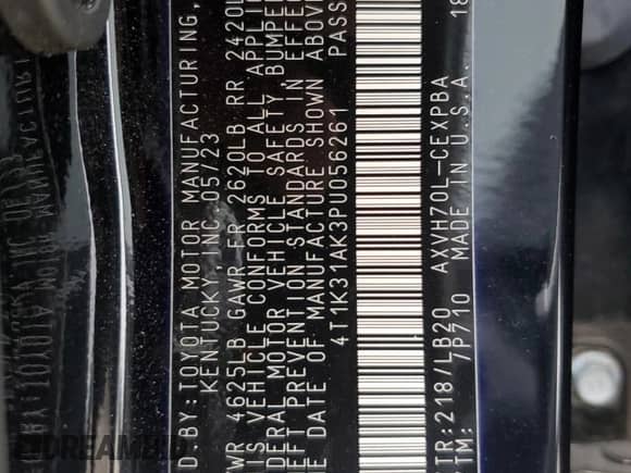 2023 Toyota Camry Hybrid XSE с VIN 4T1K31AK3PU056261, выставлен на аукционе Copart как лот 67843095 с пробегом 20 789 миль миль и Списание • Salvage title. История ставок и продаж доступна на DreamBid. Изображение 12.