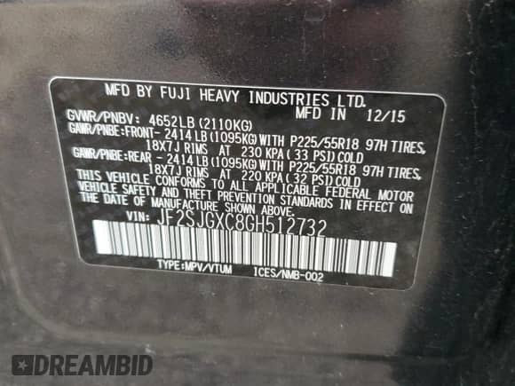 2016 Subaru Forester XT Touring z VIN JF2SJGXC8GH512732, wystawiony jako Copart lot #70233685 z przebiegiem 111 069 mil mil oraz Szkoda całkowita • Salvage title. Historia ofert i sprzedaży dostępna na DreamBid. Obrazek 13.