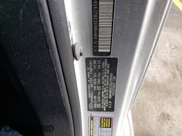 2008 Hyundai Tiburon GS с VIN KMHHM66D38U295664, выставлен на аукционе Copart как лот 73983794 с пробегом 170 134 миль миль и Списание • Salvage title. История ставок и продаж доступна на DreamBid. Изображение 12.