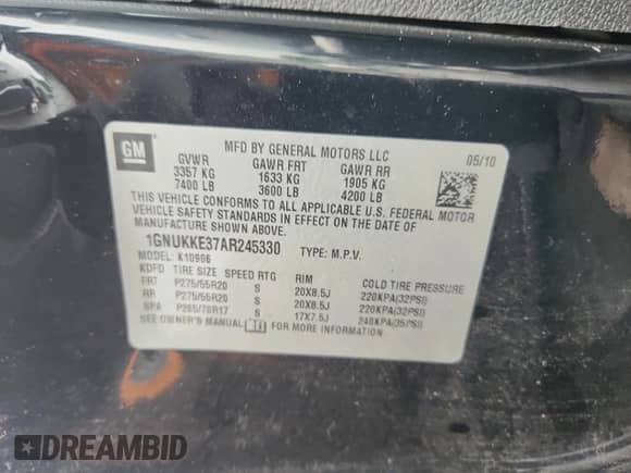 2010 Chevrolet Suburban LTZ with VIN 1GNUKKE37AR245330, listed as a Copart auction lot 64144765 with 243,618 mi miles and Clean title. Bid and sale history available at DreamBid. Image 13.