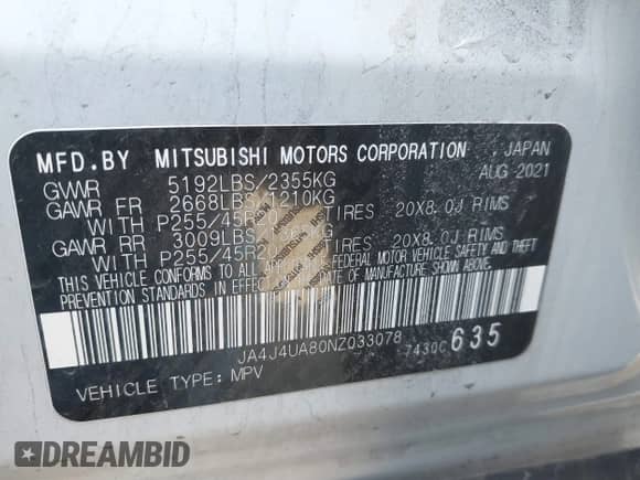 2022 Mitsubishi Outlander SE с VIN JA4J4UA80NZ033078, выставлен на аукционе IAAI как лот 41773711 с пробегом 52 428 миль миль и . История ставок и продаж доступна на DreamBid. Изображение 9.