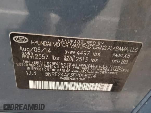 2015 Hyundai Sonata SE с VIN 5NPE24AF3FH056214, выставлен на аукционе Copart как лот 86285075 с пробегом 88 379 миль миль и Чистый • Clean title. История ставок и продаж доступна на DreamBid. Изображение 12.