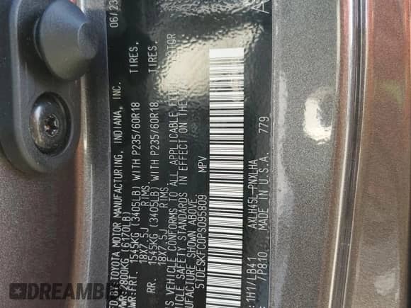 2023 Toyota Sienna Platinum с VIN 5TDESKFC0PS095809, выставлен на аукционе Copart как лот 70377425 с пробегом 4 019 миль миль и Списание • Salvage title. История ставок и продаж доступна на DreamBid. Изображение 14.