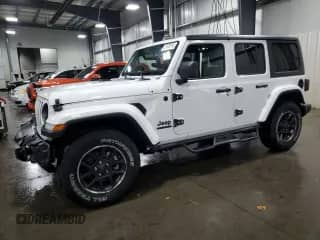 2021 Jeep Wrangler Unlimited Sport Altitude with VIN 1C4HJXDG1MW607186, listed as a Copart auction lot 76136914 with 37,242 mi miles and Salvage title. Bid and sale history available at DreamBid. Image 1.