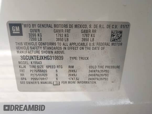 2017 Chevrolet Silverado 1500 High Country с VIN 3GCUKTEJXHG310839, выставлен на аукционе IAAI как лот 43220140 с пробегом 119 535 миль миль и . История ставок и продаж доступна на DreamBid. Изображение 9.