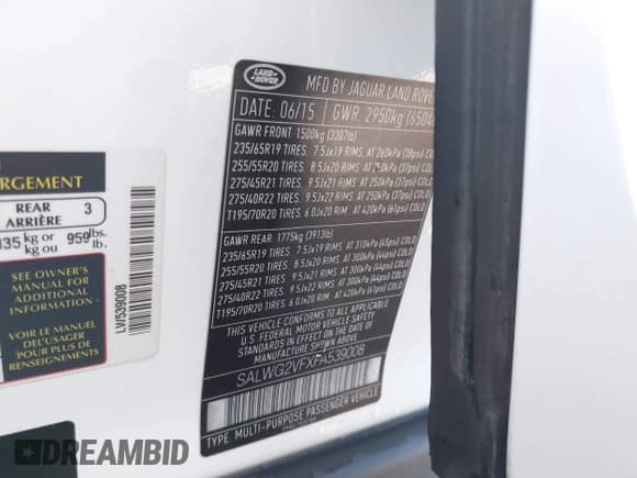 2015 Land Rover Range Rover Sport HSE z VIN SALWG2VFXFA539008, wystawiony jako IAAI lot #40314423 z przebiegiem 81 555 mil mil oraz . Historia ofert i sprzedaży dostępna na DreamBid. Obrazek 9.