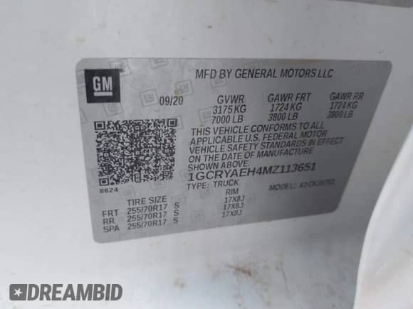 2021 Chevrolet Silverado 1500 Work Truck с VIN 1GCRYAEH4MZ113651, выставлен на аукционе IAAI как лот 43331370 с пробегом 124 009 миль миль и . История ставок и продаж доступна на DreamBid. Изображение 9.