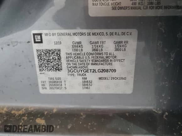 2020 Chevrolet Silverado 1500 LTZ с VIN 3GCUYGET2LG208709, выставлен на аукционе Copart как лот 42151615 с пробегом 189 131 миль миль и Списание • Salvage title. История ставок и продаж доступна на DreamBid. Изображение 12.