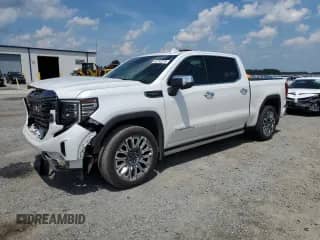2024 GMC Sierra 1500 Denali Ultimate with VIN 1GTUUHEL5RZ344391, listed as a Copart auction lot 63792275 with 24,840 mi miles and Salvage title. Bid and sale history available at DreamBid. Image 1.
