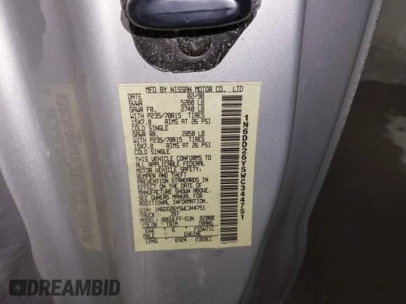 1998 Nissan Frontier XE z VIN 1N6DD26Y5WC344751, wystawiony jako IAAI lot #42142806 z przebiegiem 200 111 mil mil oraz . Historia ofert i sprzedaży dostępna na DreamBid. Obrazek 9.