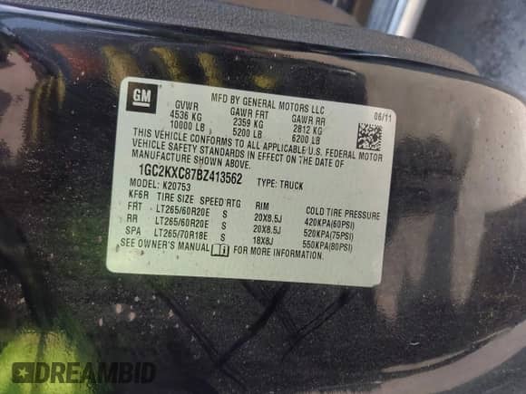 2011 Chevrolet Silverado 2500HD LT с VIN 1GC2KXC87BZ413562, выставлен на аукционе IAAI как лот 42867765 с пробегом 350 000 миль миль и . История ставок и продаж доступна на DreamBid. Изображение 9.