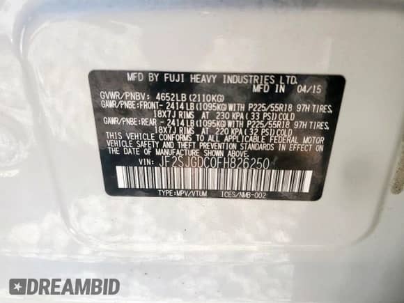 2015 Subaru Forester XT Premium z VIN JF2SJGDC0FH826250, wystawiony jako Copart lot #68205375 z przebiegiem 78 580 mil mil oraz Szkoda całkowita • Salvage title. Historia ofert i sprzedaży dostępna na DreamBid. Obrazek 13.