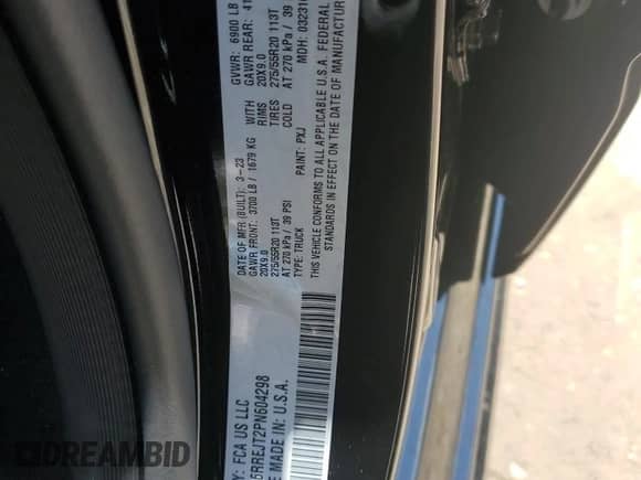 2023 Ram 1500 Laramie z VIN 1C6RREJT2PN604298, wystawiony jako Copart lot #56062935 z przebiegiem 25 916 mil mil oraz Szkoda całkowita • Salvage title. Historia ofert i sprzedaży dostępna na DreamBid. Obrazek 12.