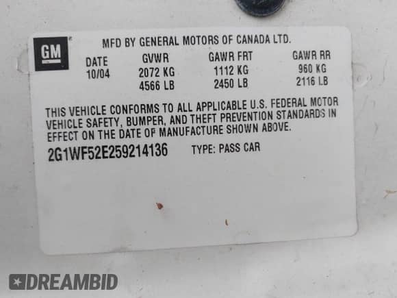 2005 Chevrolet Impala с VIN 2G1WF52E259214136, выставлен на аукционе IAAI как лот 41956041 с пробегом 159 366 миль миль и . История ставок и продаж доступна на DreamBid. Изображение 9.
