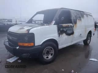 2017 Chevrolet Express Cargo с VIN 1GCWGAFF4H1298596, выставлен на аукционе Copart как лот 44690105 с пробегом Не указан миль и Списание • Salvage title. История ставок и продаж доступна на DreamBid. Изображение 1.