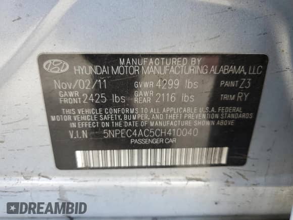 2012 Hyundai Sonata SE с VIN 5NPEC4AC5CH410040, выставлен на аукционе Copart как лот 82420935 с пробегом 203 465 миль миль и Чистый • Clean title. История ставок и продаж доступна на DreamBid. Изображение 12.
