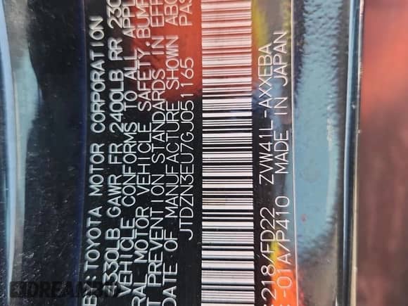 2016 Toyota Prius Two z VIN JTDZN3EU7GJ051165, wystawiony jako Copart lot #69189095 z przebiegiem 177 806 mil mil oraz Czysty tytuł • Clean title. Historia ofert i sprzedaży dostępna na DreamBid. Obrazek 12.