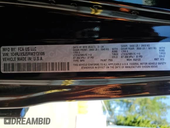 2024 Jeep Wrangler Rubicon 392 Final Edition with VIN 1C4RJXSJ5RW313106, listed as a Copart auction lot 67816715 with 4,598 mi miles and Salvage title. Bid and sale history available at DreamBid. Image 14.