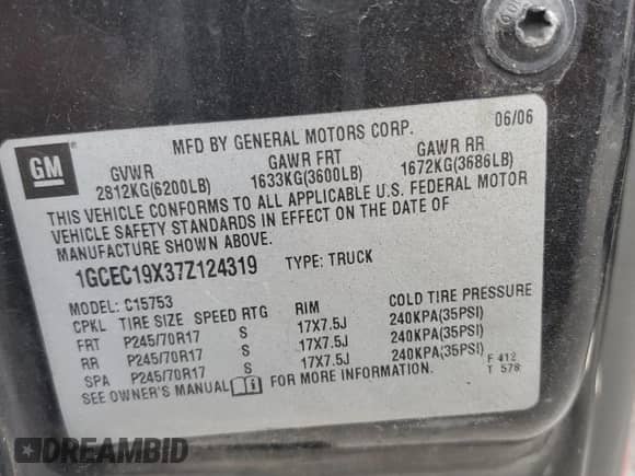 2007 Chevrolet Silverado 1500 LT1 with VIN 1GCEC19X37Z124319, listed as a Copart auction lot 85696945 with 306,013 mi miles and Salvage title. Bid and sale history available at DreamBid. Image 12.
