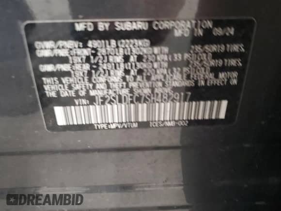 2025 Subaru Forester with VIN JF2SLDFC7SH482917, listed as a Copart auction lot 66214815 with 14,621 mi miles and Salvage title. Bid and sale history available at DreamBid. Image 13.