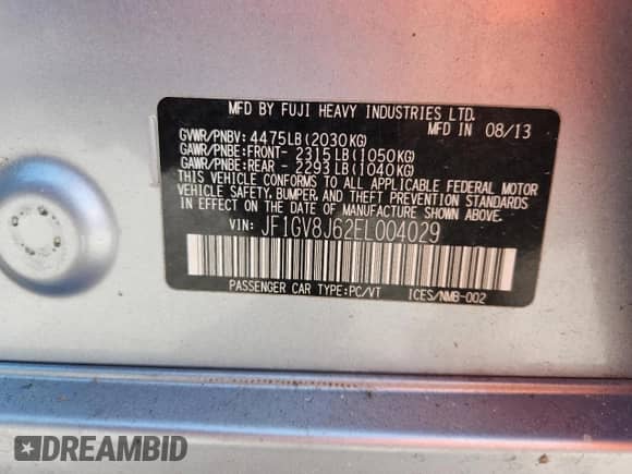 2014 Subaru WRX WRX STI с VIN JF1GV8J62EL004029, выставлен на аукционе Copart как лот 60041725 с пробегом 143 581 миль миль и Чистый • Clean title. История ставок и продаж доступна на DreamBid. Изображение 12.