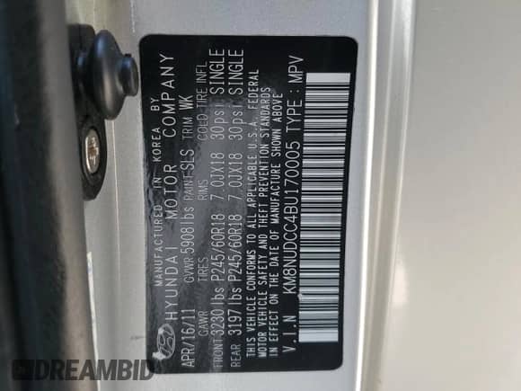 2011 Hyundai Veracruz GLS с VIN KM8NUDCC4BU170005, выставлен на аукционе Copart как лот 62420415 с пробегом 96 846 миль миль и Списание • Salvage title. История ставок и продаж доступна на DreamBid. Изображение 12.