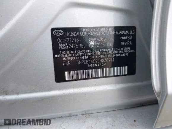 2014 Hyundai Sonata GLS z VIN 5NPEB4AC9EH836741, wystawiony jako IAAI lot #43344889 z przebiegiem 102 655 mil mil oraz . Historia ofert i sprzedaży dostępna na DreamBid. Obrazek 9.