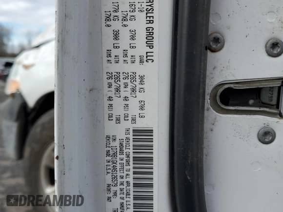 2010 Dodge 1500 ST with VIN 1D7RB1GK4AS126579, listed as a Copart auction lot 44359815 with Not provided miles and Salvage title. Bid and sale history available at DreamBid. Image 14.