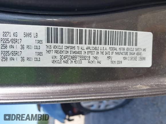 2015 Dodge Journey American Value z VIN 3C4PDCAB5FT559219, wystawiony jako IAAI lot #42852010 z przebiegiem 58 773 mil mil oraz . Historia ofert i sprzedaży dostępna na DreamBid. Obrazek 9.