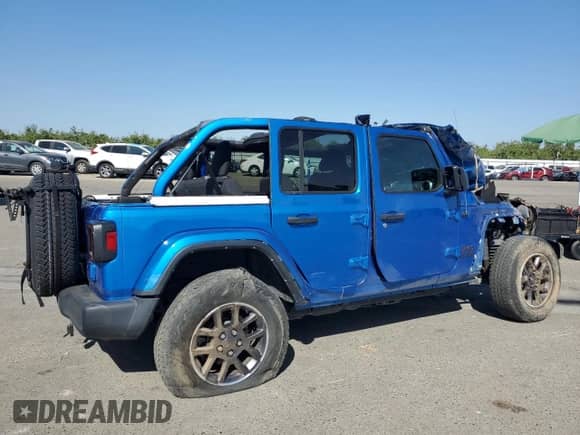 2021 Jeep Wrangler Unlimited 80th Anniversary with VIN 1C4HJXDG2MW729278, listed as a Copart auction lot 65081335 with 37,173 mi miles and Salvage title. Bid and sale history available at DreamBid. Image 3.