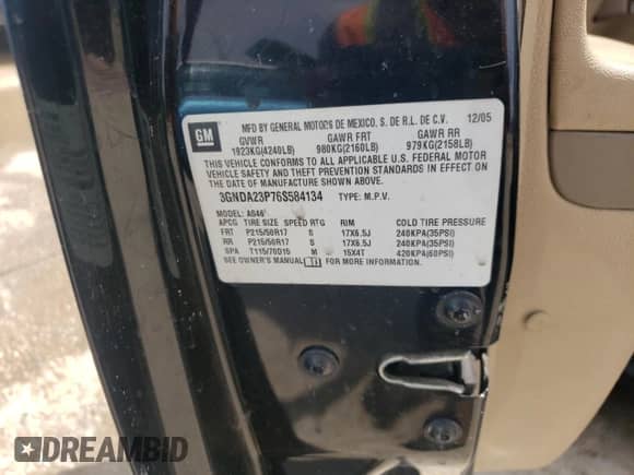 2006 Chevrolet HHR LT с VIN 3GNDA23P76S584134, выставлен на аукционе Copart как лот 57698824 с пробегом 117 986 миль миль и Списание • Salvage title. История ставок и продаж доступна на DreamBid. Изображение 12.