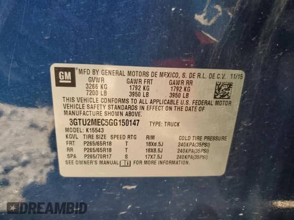 2016 GMC Sierra 1500 SLE с VIN 3GTU2MEC5GG150147, выставлен на аукционе Copart как лот 81919965 с пробегом 223 392 миль миль и На запчасти • Non repairable. История ставок и продаж доступна на DreamBid. Изображение 12.