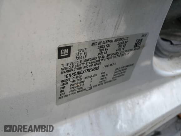 2015 Chevrolet Suburban LT с VIN 1GNSCJKCXFR296525, выставлен на аукционе Copart как лот 81683025 с пробегом 187 653 миль миль и Списание • Salvage title. История ставок и продаж доступна на DreamBid. Изображение 14.