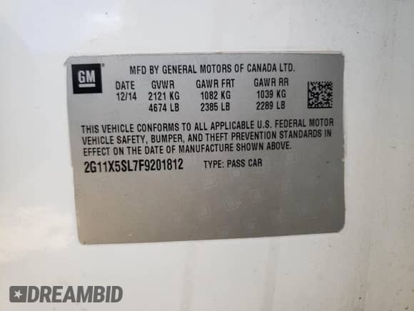 2015 Chevrolet Impala LS с VIN 2G11X5SL7F9201812, выставлен на аукционе Copart как лот 71415695 с пробегом 189 045 миль миль и Чистый • Clean title. История ставок и продаж доступна на DreamBid. Изображение 12.