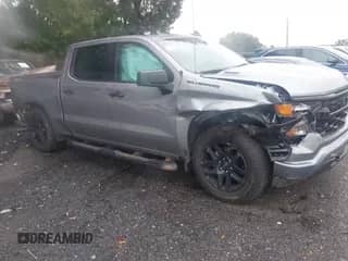 2025 Chevrolet Silverado 1500 Custom with VIN 1GCPKBEKXSZ227760, listed as a IAAI auction lot 42875753 with 2,484 mi miles and . Bid and sale history available at DreamBid. Image 1.