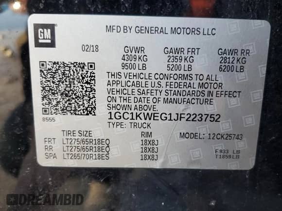 2018 Chevrolet Silverado 2500HD LTZ с VIN 1GC1KWEG1JF223752, выставлен на аукционе Copart как лот 85327294 с пробегом 147 081 миль миль и Списание • Salvage title. История ставок и продаж доступна на DreamBid. Изображение 12.