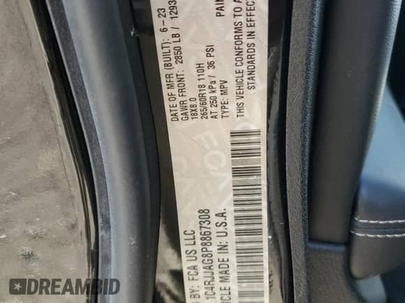 2023 Jeep Grand Cherokee Altitude z VIN 1C4RJJAG8P8867308, wystawiony jako Copart lot #62071005 z przebiegiem Nie podano mil oraz Czysty tytuł • Clean title. Historia ofert i sprzedaży dostępna na DreamBid. Obrazek 12.