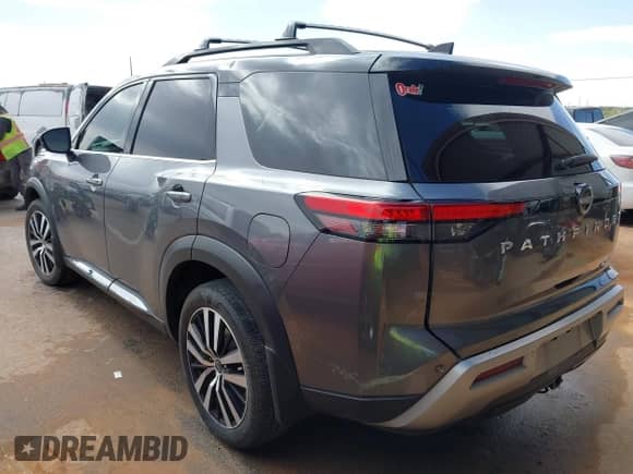 2023 Nissan Pathfinder Platinum with VIN 5N1DR3DG2PC250280, listed as a IAAI auction lot 42248770 with 31,154 mi miles and . Bid and sale history available at DreamBid. Image 3.