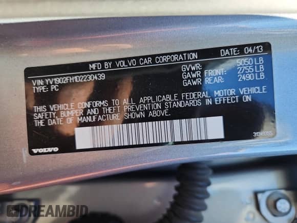 2013 Volvo S60 T6 R-Design Platinum с VIN YV1902FH1D2230439, выставлен на аукционе Copart как лот 85838645 с пробегом 62 484 миль миль и Списание • Salvage title. История ставок и продаж доступна на DreamBid. Изображение 12.