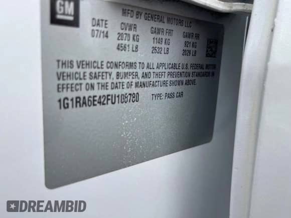 2015 Chevrolet Volt z VIN 1G1RA6E42FU108780, wystawiony jako Copart lot #48586023 z przebiegiem 171 011 mil mil oraz . Historia ofert i sprzedaży dostępna na DreamBid. Obrazek 10.