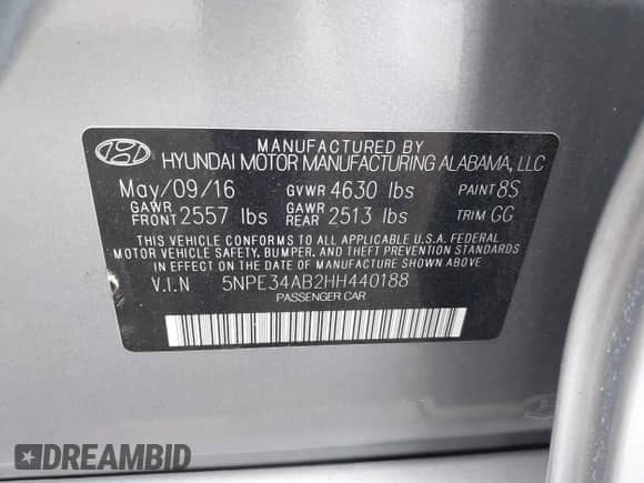 2017 Hyundai Sonata Sport с VIN 5NPE34AB2HH440188, выставлен на аукционе IAAI как лот 43533901 с пробегом 146 146 миль миль и . История ставок и продаж доступна на DreamBid. Изображение 9.