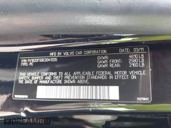 2012 Volvo S60 T5 с VIN YV1622FS9C2041335, выставлен на аукционе IAAI как лот 42697828 с пробегом 141 412 миль миль и . История ставок и продаж доступна на DreamBid. Изображение 9.