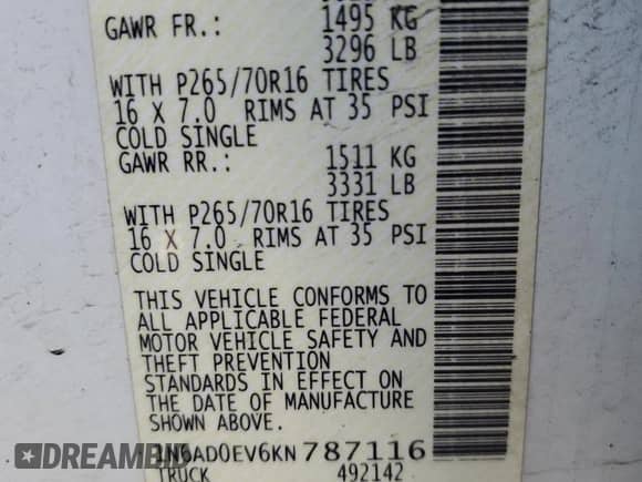 2019 Nissan Frontier SV с VIN 1N6AD0EV6KN787116, выставлен на аукционе Copart как лот 70492085 с пробегом 107 734 миль миль и Списание • Salvage title. История ставок и продаж доступна на DreamBid. Изображение 12.